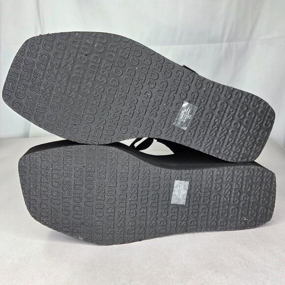 Guess Women's Daysa Quattro-G Strappy Eva Wedge Sandals Black Logo - Picture 5 of 7